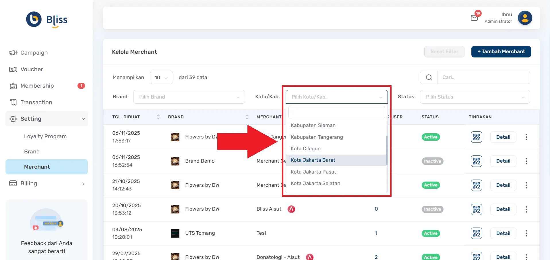 Cara akses halaman merchant
